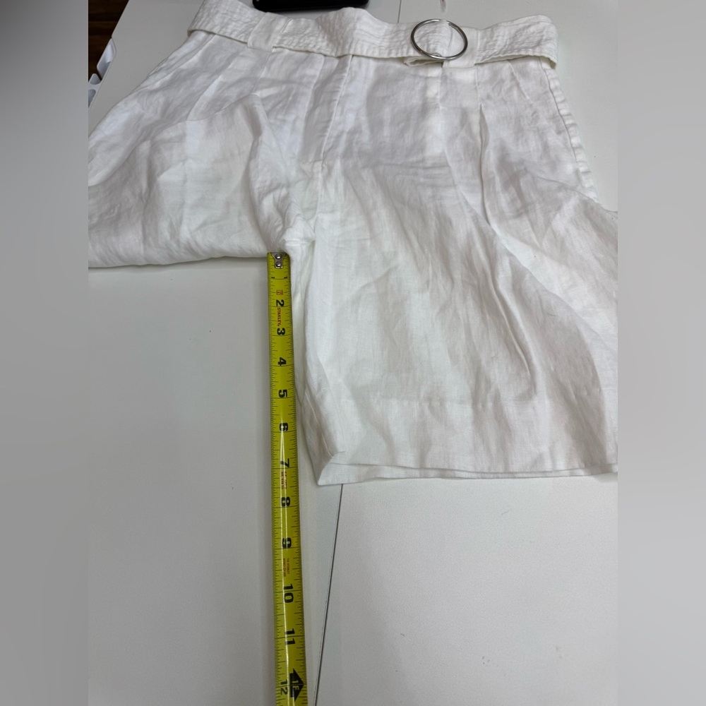 MNG Mango 100% Linen Belted
Bermuda Shorts in White sz 4 - Picture 7 of 8
